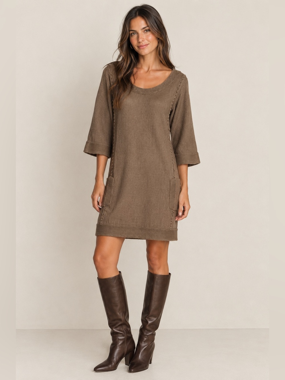 3.1 Philip Lim Knit Shift Dress in Brown